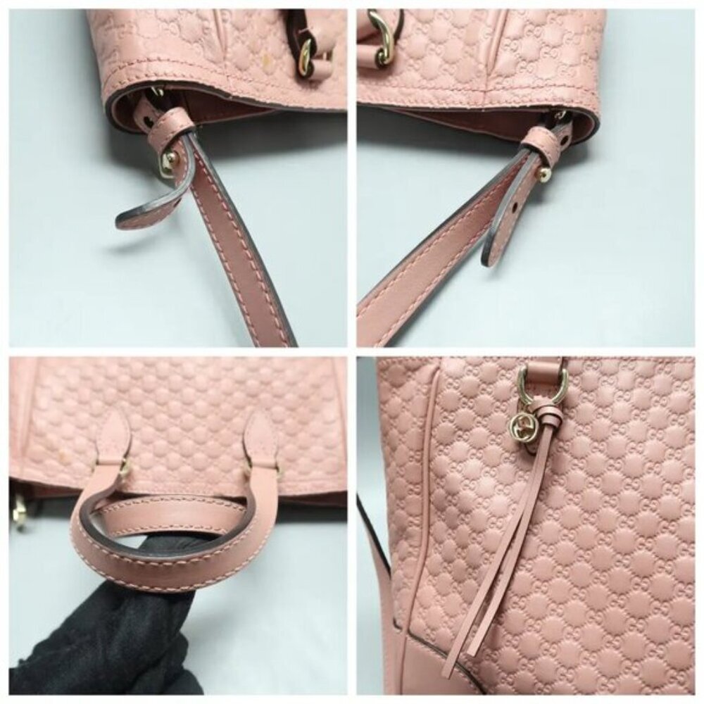 Authentic Gucci Bree Guccissima Leather Tote Bag Pink Crossbody Luxury Handbag - Picture 8 of 12